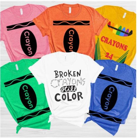 Crayola Birthday Party, Crayon Shirt, Work Costumes, Costume Simple, Crayon Costume, Teacher Costumes, Purple Crayon, Book Week Costume, Color Crayons