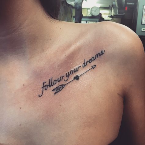 Follow your dreams! Follow Your Dreams Tattoo, Tattoo Infinity, Infinity Tattoo With Feather, Dream Quote, Bum Tattoo, Bone Tattoo, Quotes Dream, Quote Tattoos, Omerta Tattoo