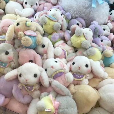 A pile of kawaii stuffed bunnies bunny rabbit Kawaii Plush, Kawaii Plushies, Cute Stuffed Animals, Cute Toys, Cute Plush, Pastel Aesthetic, Soft Toy, Stuffed Animals, Hello Kitty