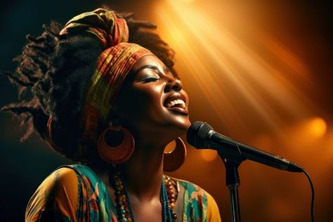 African woman microphone musician adult. AI generated Image by rawpixel. | premium image by rawpixel.com / Wee People Singing, Woman Singing, Music Images, American Woman, Light Music, African American Women, Art Black, African Women, Black People