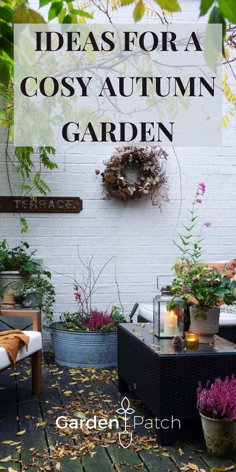 To make your time in your autumn garden as pleasant as it can be, we’ve put together a list of tips and ideas for making your outdoor patch cosier this season. #autumn #garden Fall Garden Inspiration, Autumn Garden Aesthetic, Autumn Garden Ideas, Garden Ideas Uk, Autumn Core, Garden Patch, Autumn Clematis, Bushes And Shrubs, Being Outdoors