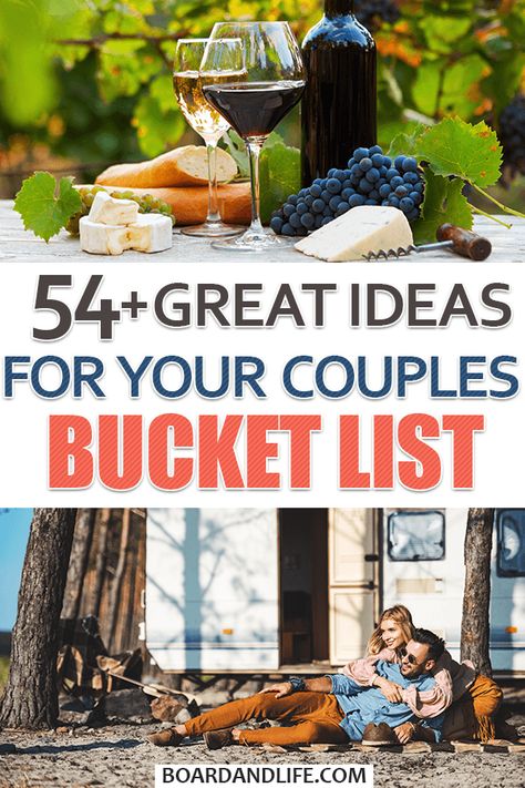 Looking for new ideas to add to your couples bucket list? Have a look at these 54+ great activity ideas ranging from romantic things to do to fun date ideas and adventurous relationship  experiences! #relationships #bucketlist Date Experiences, Bucket List Ideas For Couples, Couples Bucket List, Feminine Dating, Inspirational Marriage Quotes, Adventurous Things To Do, Troubled Relationship, Bucket List Ideas, Romantic Things To Do