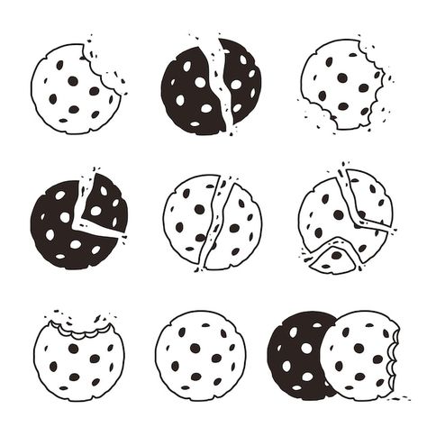 Cookie Doodle Drawing, Chocolate Chip Cookie Tattoo, Cookie Doodle, Biscuit Tattoo, Cookie Tattoo, Bakery Branding Logo, Cookie Vector, Cookie Drawing, Cookie Pictures