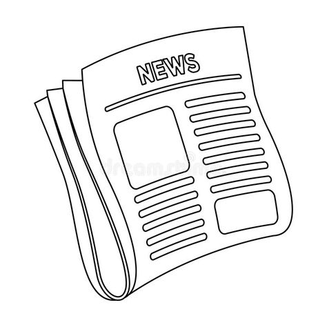 Newspaper, news.Paper, for the cover of a detective who is investigating the case.Detective single icon in outline style. Vector symbol stock web illustration royalty free illustration Newspaper Drawing Easy, News Paper Illustration, News Paper Drawing, Newspaper Doodle, News Paper Aesthetic, Newspaper Drawing, Newspaper Illustration, Newspaper Pictures, Media Infographic