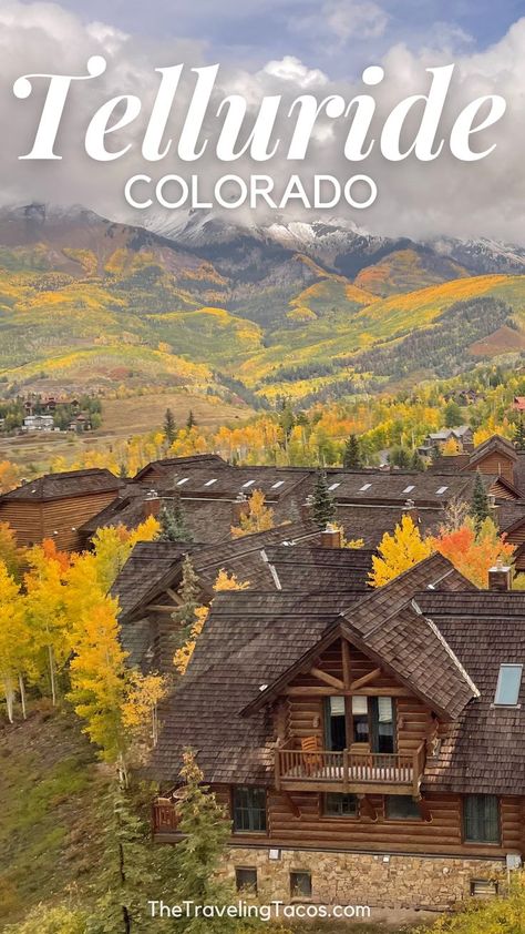 Telluride, Colorado is a beautiful town, read things to do in Summer, Winter, and Fall for every budget! Telluride Colorado Fall, Colorado In Summer, Ski Resorts In Colorado, Traveling Tacos, Things To Do In Summer, Colorado Trip, Colorado Fall, Telluride Colorado, Bridal Veil Falls