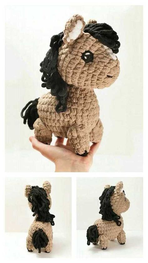 Donkey Amigurumi, Amigurumi Crochet Free Pattern, Crochet Farm Animals, Crochet Horse, Easy Crochet Animals, Crochet Animals Free Patterns, Crochet Boho, Fun Crochet Projects, Crochet Animal Patterns