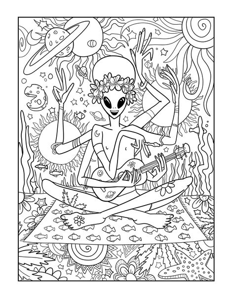 Trippy Colouring Pages, Cartoon Coloring Pages For Grown Ups, Trippy Coloring Pages Printable, Weird Coloring Pages, Hippie Coloring Pages, Cricut Drawing, Trippy Coloring Pages, Graphic Design Drawing, Wrist Tattoo Designs