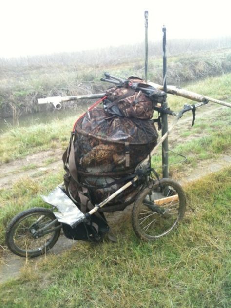 Jogging stroller hunting cart - TexasBowhunter.com Community Discussion Forums Duck Blinds, Deer Cart, Hunting Cart, Hunting Trailer, Diy Hunting, Labrador Training, Fishing Cart, Hunting Ideas, Duck Blind