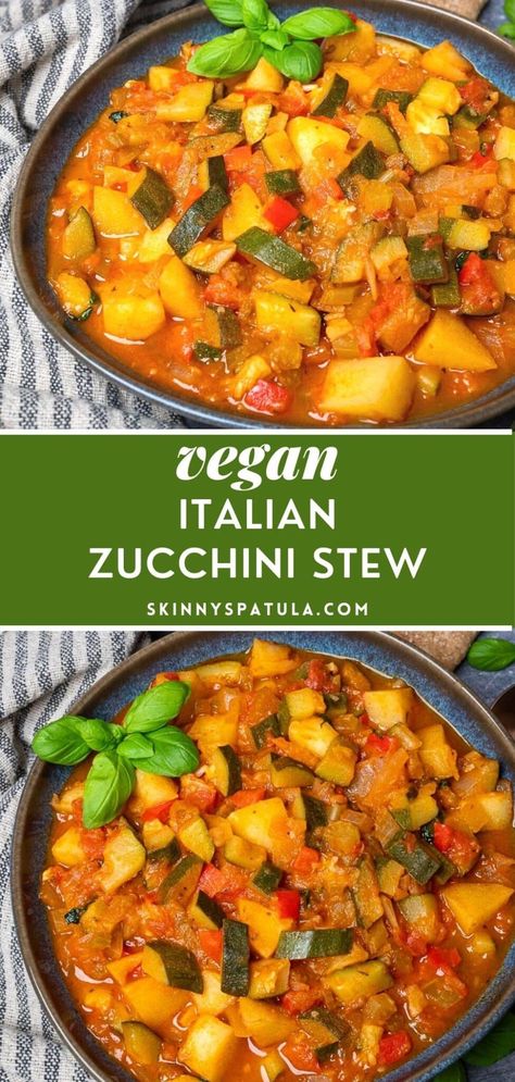 Easy Italian Zucchini Stew Zucchini Stew, Vegan Stew Recipes, Italian Stew, Zucchini Vegetable, Italian Zucchini, Zucchini Soup Recipes, Vegetable Stew Recipe, Vegan Stew, Zucchini Soup