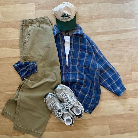 Vintage super rad flannel-style Dockers zip up... - Depop Men’s Thrifted Outfits, Flannel Style, Flannel Fashion, Thrifted Outfits, Aesthetic Boy, Collared Shirt, Collar Shirts, Zip Ups, Long Sleeve