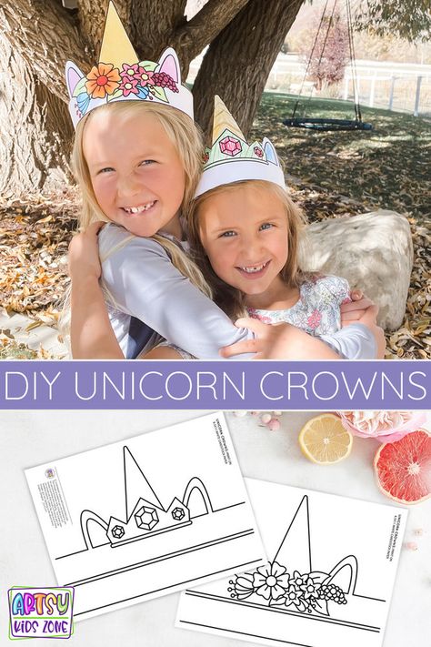 Diy Unicorn Birthday Party, Unicorn Crafts For Kids, Unicorn Crown, Slow Summer, Diy Unicorn, Crown For Kids, Crown Crafts, Diy Crown, Unicorn Crafts