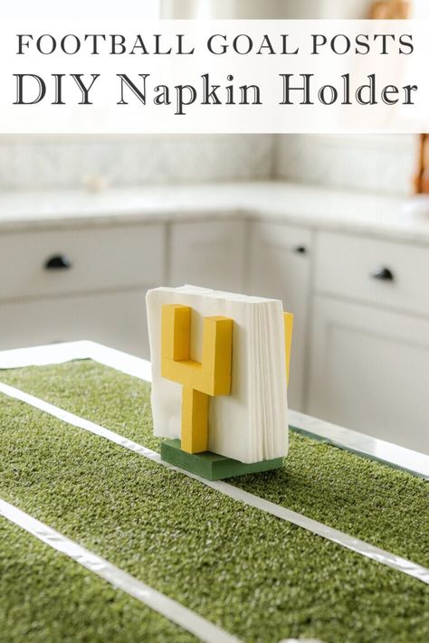 Football Goal Posts DIY Napkin Holder Football Party Decorations Diy, Superbowl Party Decorations Diy, Super Bowl Crafts, Football Themed Snacks, Diy Football Party, Diy Super Bowl, Football Goal Posts, Football Draft Party, Fantasy Football Draft Party