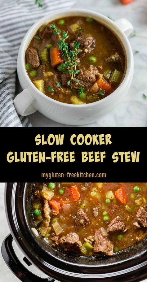 Beef Stew In Slow Cooker, Stew In Slow Cooker, Gluten Free Ground Beef Recipes, Slow Cooker Gluten Free, Gluten Free Beef Stew, Gluten Free Slow Cooker Recipes, Gluten Free Crock Pot Recipes, Crockpot Recipes Beef Stew, Gluten Free Dinner Easy