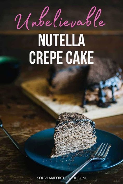 Nutella Crepe Cake, Nutella Cream, Crepe Cake Recipe, Nutella Crepes, Crepe Cake, Nutella Recipes, Delicious Cake Recipes, Enjoy Coffee, Melted Chocolate