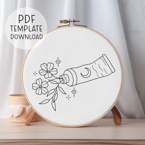 Paint Embroidery Pattern Template, Artist Embroidery Design Pattern, Gift For Artist Gift For Painter, Modern Floral Embroidery Pattern PDF Modern Floral Embroidery, Paint Embroidery, Embroidery Design Pattern, Cat Lover Birthday, Gift For Artist, Pattern Template, Floral Embroidery Patterns, Types Of Stitches, Artist Gifts