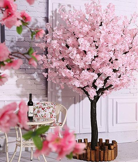 Amazon.com: Vicwin-One Artificial Cherry Blossom Trees Handmade Light Pink Tree Indoor Outdoor Home Office Party Wedding (6FT Tall/1.8M): Home & Kitchen Cookies Display, Blossom Tree Wedding, Peach Blossom Tree, Wax Diy, Cherry Blossom Decor, Artificial Cherry Blossom Tree, Outdoor Home Office, Fairy Lights In Trees, Tree Indoor