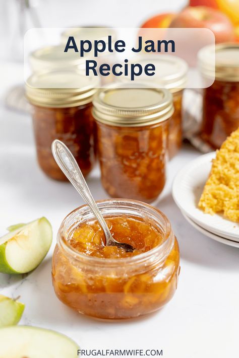 How to Make Apple Jam (with 4 Ingredients) - The Frugal Farm Wife Apple Jam Recipe, Apple Pie Jam, Apple Slice, Canning Jam, Apple Jam, Farm Wife, Jam And Jelly, How To Make Jam, Jam Recipe