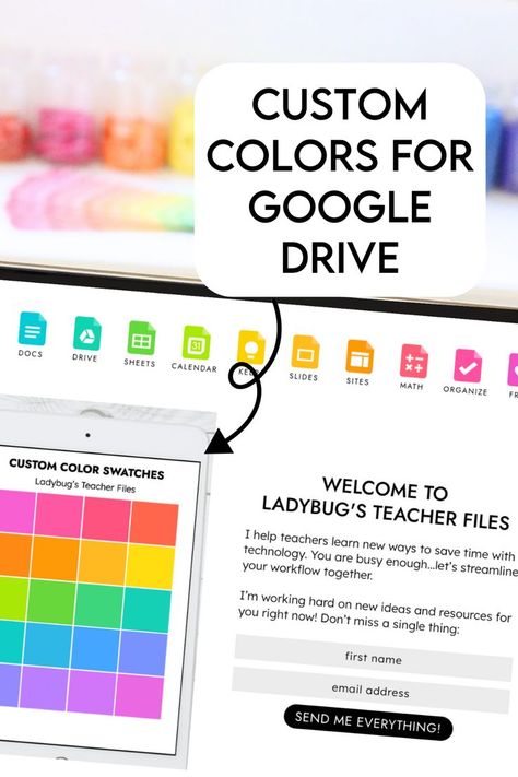 Grab a copy of these custom colors to brighten up your teacher work in Google Docs, Google Slides, and Google Sheets! Head to this page to add a copy to your Google Drive (along with the quick steps to add them instantly!)... Google Sheets Templates, Teacher Work, Powerpoint Tutorial, Teacher Tech, Teaching Technology, Teacher Technology, School Technology, Instructional Coaching, Color Picker