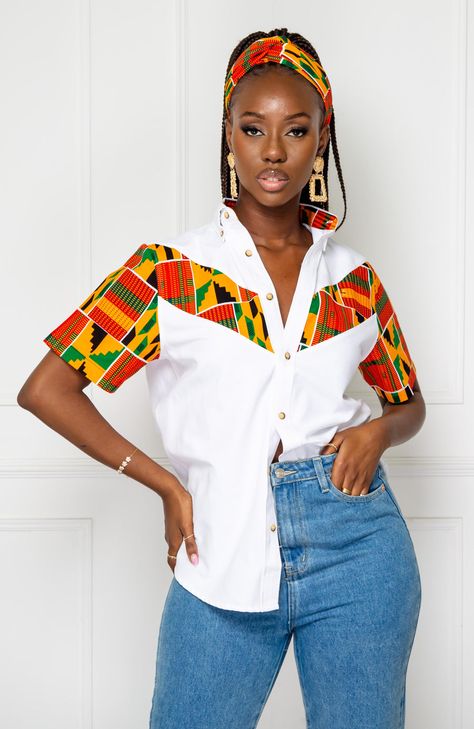 African Print V-Shaped Shirt for Women | Unisex Short Sleeve Ankara Sh – LAVIYE Kitenge Tops, African Print Shirts, Chitenge Outfits, Ankara Shirt, Ankara Blouse, African Print Shirt, African Tops, African Print Tops, Afrikaanse Mode