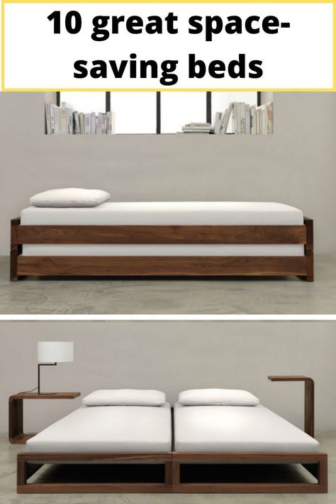 Stacking bed Stacked Twin Beds, Ikea Stacking Bed, Bunk Bed Alternative, Stacking Twin Beds, Bed Alternatives Small Spaces, Ikea Stackable Bed Hack, Stackable Twin Beds, Headboardless Bed Ideas, Stack Bed