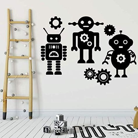 Robots Party Theme, Unique Utensils, Playroom Decoration, Clay Vessels, Fab Lab, Room Stickers, Robot Decorations, Beauty Nails Design, Boy Decor