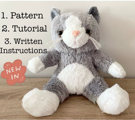 Adorable Teddy Bear DIY Pattern (Digital File), Online Tutorials and Written Instructions Pattern, Online Tutorials and Written Instructions are for making your own plush teddy bear as shown in the pictures. Bear size is approx. 21cm (H) x 25cm (W) when finished. Once purchased, you will receive an email confirmation and receipt. A link for PDF files will be sent to your email automatically and instantly through the Etsy system. You can then download the files. The PDF files include: 1. Pattern, which is in actual size as seen in the YouTube video 2. Written Instructions, total 6 pages with pictures 3. Online Tutorial for beginners. This video is longer and has detailed sewing step-by-step instructions. 4. Online Tutorial for experienced sewers. This video is simple and quick. Digital F Plush Diy, Cutie Cat, Cute Sewing Projects, Diy Sewing Pattern, Online Tutorials, Plush Pattern, Cat Plush, Teddy Bear Plush, Diy Couture