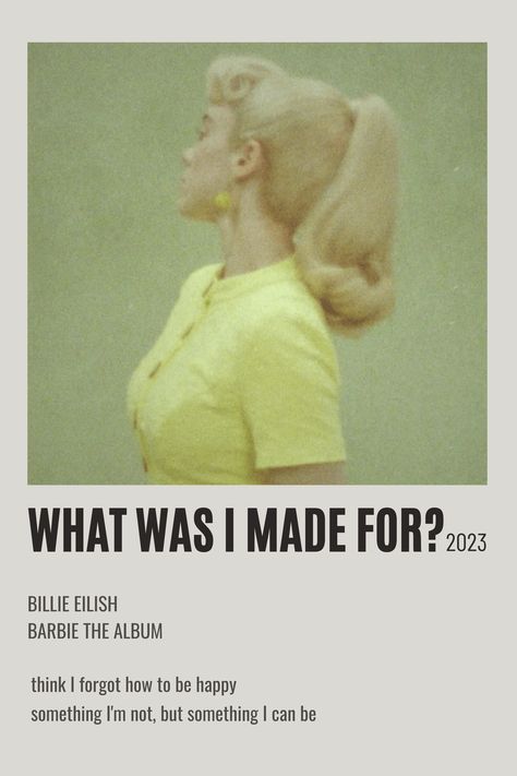 #songposter #polaroidposter #poster #song #BillieEilish #TV #GuitarSongs #NDA #Happierthanever #Billie #BillieEilishposter #EverythingIWanted #barbie #WhatWasIMadeFor Musica Spotify, Song Posters, Printable Wall Collage, Song Lyric Posters, Favorite Song Lyrics, Music Poster Ideas, Vintage Music Posters, Album Posters, Polaroid Posters