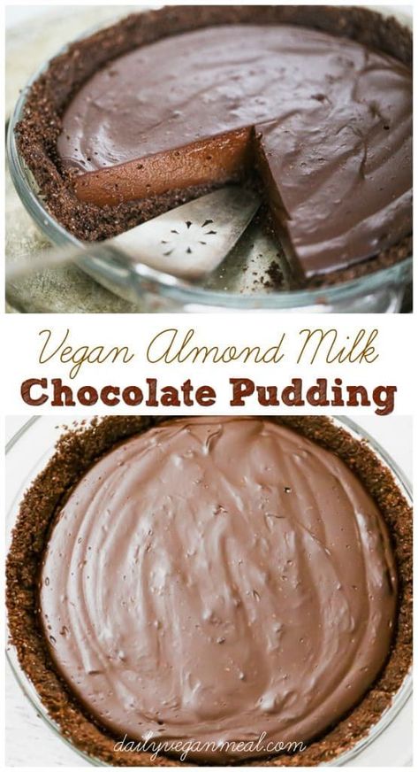 When we want something chocolatey, this super easy Vegan Chocolate Pudding is quick and satisfying beyond belief. Ready in 10 minutes and uses almond milk! Eggless, dairy-free yummy! #veganpudding #veganpie #veganchocolatepie #quickpie #easydessert Milk Chocolate Pudding, Vegan Chocolate Pudding, Vegan Pudding, Low Carb Brownies, Desserts Vegan, Wedding Dessert, Oreo Dessert, Dairy Free Dessert, Vegan Dessert Recipes