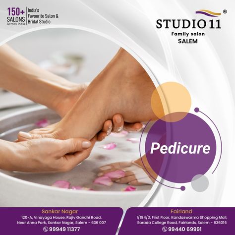 The Studio 11 family Salon, Fairlands,salem gives your toe, nails and feet the care they deserve. Pamper yourself with our premium range of Pedicure to give your nails a great relief. #beautysalon; #beautysalonnearme; #salonnearme; #beautyparlournearme;#manicure #pedicure Pedicure Poster Design, Pedicure Poster, Summer Pedicure, Pedicure Colors, Image Collage, Pamper Yourself, Collage Design, Manicure Pedicure, French Manicure