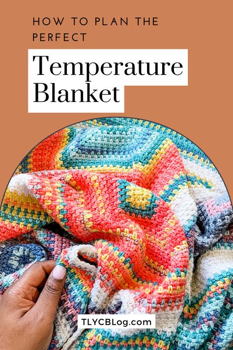 Temperature blanket planning guide - pick the perfect project, pattern, colors, and yarns for a knit or crochet temperature blanket. | TLYCBlog.com Tempature Blanket Crochet Pattern, Crochet Temperature Blanket Pattern, Temperature Crochet, Temp Blanket, Crochet Temperature Blanket, Temperature Afghan, Adult Blankets, Crochet Unicorn Hat, 2023 Crochet