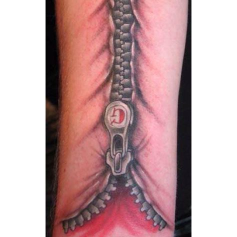 Awesome tattoo! Zipper Back Tattoo, Tattoo Zipper Ideas, Zipper Tattoo Over Scar, Scar Zipper Tattoo, Zipper Scar Tattoo Cover Up, Zipper Tattoos, Zipper Tattoo, Clock Tattoo Sleeve, Best 3d Tattoos