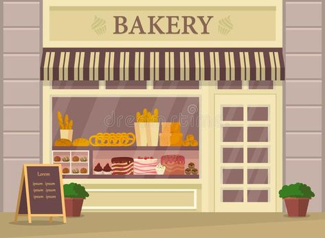 Store Illustration, Shop Exterior, Bakery Store, Advertising Banner, Boutique Inspiration, Retail Signage, House Of Lashes, Kid Friendly Lunches, Building House