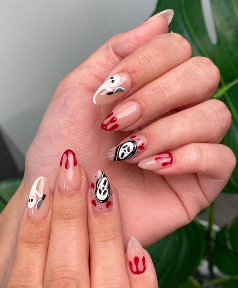 Blood Nails, Scary Nails, Halloween Nail Ideas, Horror Nails, Nail Art Halloween, Holloween Nails, Halloween Acrylic Nails, Cute Halloween Nails, Nagel Tips