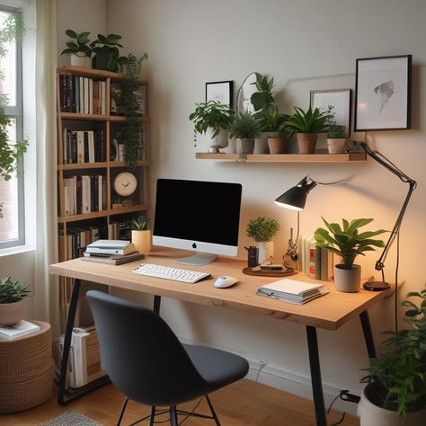 🌿☀️ Cozy home office vibes! Wooden desk with a sleek computer, comfy chair, and a shelf full of books and green plants. 📚💡 Perfect for productivity and chill! #HomeOffice #WorkspaceDecor #IndoorPlants #NaturalLight #Minimalism
#odastudioAI #odaAIstudio #odastudio
#homeoffice #workspace #officedecor #homeofficeideas #workfromhome #officedesign #desksetup #studyroomdecor #modernoffice #workspaceinspiration Walnut Home Office, Apartment Office Inspiration, Cozy Workspace At Home, Shelf Desk Ideas, Office Desk Setup Workspace Inspiration, Cozy Office Aesthetic, Cozy Office Space At Home, Home Workspace Design, Home Zen Garden