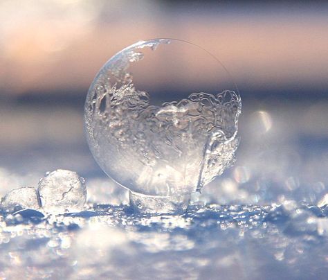 Blowing soap bubbles so that they freeze.  (How to do it and how to photograph it.) Written By A Woman, Water Crystals, Ice Aesthetic, Ice Bubble, Frozen Bubbles, It Is Written, Ice Crystals, I Love Winter, Winter Sunset