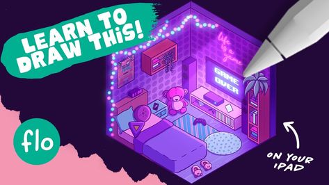 Color Palette: Isometric Gaming Room | Patreon How To Draw Rooms On Procreate, Isometric Art Procreate, Art With Flo Procreate, Isometric Room Procreate, Procreate Room Drawing, Isometric Art Room, Aesthetic Procreate Art, Procreate Isometric, Simple Digital Art