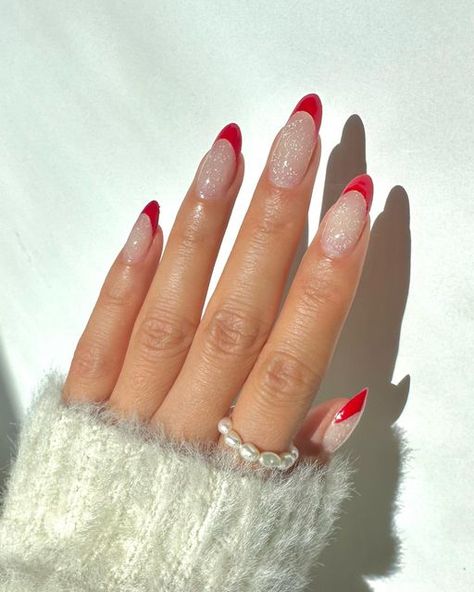 Red French Nails, Red French, Prom Nails, Nails Inspo, The Vibe, Holiday Nails, French Nails, Winter Nails, Christmas Nails