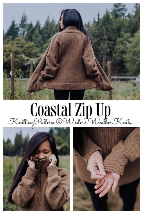 Coastal Zip Up Sweater Coat Knitting Pattern Quarter Zip Knitting Pattern, Free Knitting Patterns For Beginners Simple, Knit Zip Up Sweater Pattern, Weird Knitting Patterns, Worsted Weight Knitting Patterns, Pullover Knitting Pattern Free, Knit Sweater Pattern Free, Knitted Jacket Pattern, Free Sweater Knitting Patterns