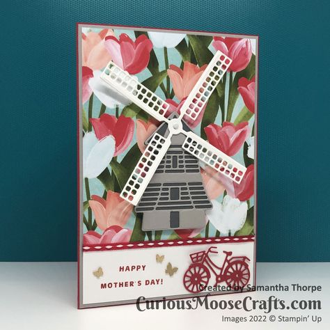 Windmill Cards, Moose Crafts, Mothersday Cards, Tulips Card, Birthday Scrapbook, Tulip Fields, Card Crafts, Spring Cards, Fancy Fold Cards