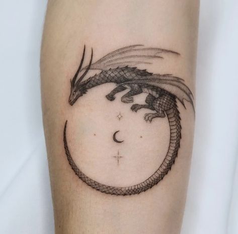 Men Dragon Tattoo, Realistic Dragon Tattoo, Ouroboros Dragon, Contemporary Tattoo, Stag Tattoo, Ouroboros Tattoo, Realistic Dragon, Inner Forearm Tattoo, Explore Tattoo