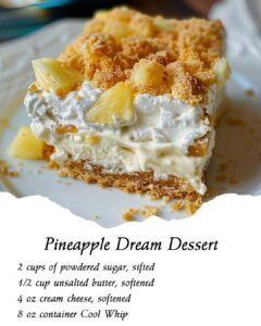 Pineapple Dream Dessert Chocolate Lasagna Recipe, Pineapple Dream, Pineapple Dream Dessert, Dream Dessert, Oatmeal Raisin Cookies Chewy, Chocolate Lasagna, Potluck Desserts, Diy Easy Recipes, Cream Cheese Desserts