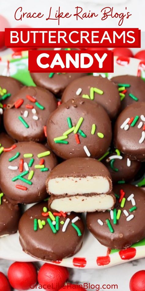 They make a perfect last-minute Christmas candy treat that is sure to wow your family and friends alike.Pop the Buttercream Candy into a festive holiday tin for an easy gift for friends, teachers, or anyone on your list. Here's the delicious scoop: these chocolately goodies are filled to overflowing with thick, creamy vanilla filling. Devour your Buttercream Chocolates as-is for Christmas or shape into eggs for Easter. Buttercream Candy Recipe, Buttercream Candy, Candy For Christmas, Homemade Gummies, Holiday Candy Recipes, Christmas Chocolates, Homemade Chocolates, Vanilla Cream Filling, Christmas Candy Homemade