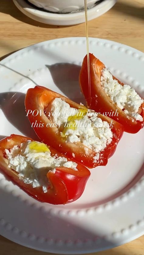 Feta & Bell Pepper Boats✨ So easy, simple, & tasty! Perfect for a quick snack! Cre by @thehealthyhophead Recipe: (2… | Instagram Bell Pepper Boats, Pepper Boats, Mediterranean Diet Plan, Quick Snack, Quick Snacks, Bell Pepper, Mediterranean Diet, Feta Cheese, Stuffed Bell Peppers