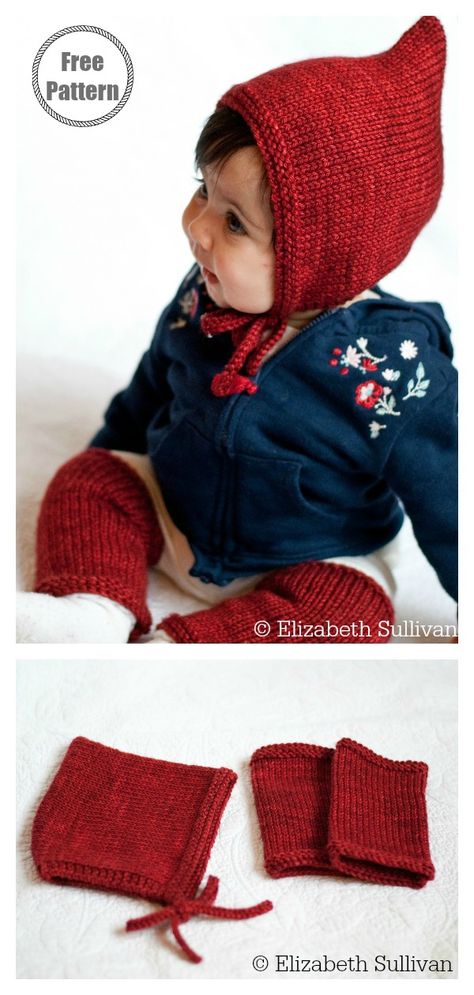 Hat Free Knitting Pattern, Kids Hats Patterns, Pixie Bonnet, Kids Knitting, Knitted Toys Free Patterns, Bonnet Pattern, Knitted Hats Kids, Hat Patterns Free, Kids Hat