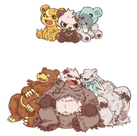 Need moAR beAR pokemon! (Teddiursa, Pancham, Cubchoo - Ursaring, Pangoro, Beartic) Pokemon Official Art, Bear Pokemon, Pokemon Official, Mega Pokemon, Pokemon Pins, Cute Pokemon Pictures, Pokemon Comics, Pokémon Master, Pokemon Memes