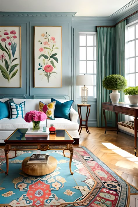 Mixing Traditional And Modern Decor, English Townhouse Interiors, Family Room Designs, Home Designs Exterior, Colourful Living Room Decor, Vibrant Living Room, Maximalist Style, Set Sofa, Colourful Living Room