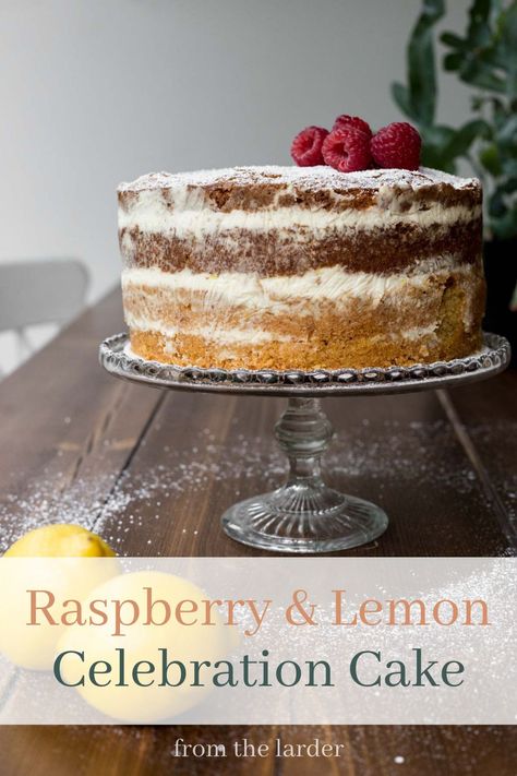 This Gluten-Free Lemon Raspberry Cake is a wonderfully indulgent cake for a special occasion. The very lemony sponge is made from ground almonds and plain gluten-free flour so it is incredibly accessible for novice gluten-free bakers. Fresh raspberries are baked into the sponge but also fill the cake along with a lemony mascarpone cream. #FromTheLarder Lemon Raspberry Cake, Chiffon Cake Recipe, Gluten Free Sandwich Bread, Gluten Free Easter, Gluten Free Cake Recipe, Spiced Fruit, Fruity Cake, Mascarpone Cream, Fresh Raspberries