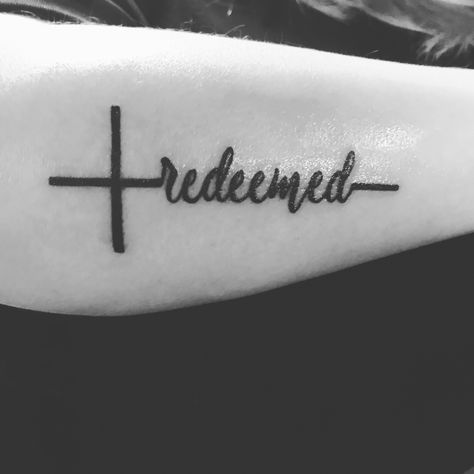 Redemption Tattoo Ideas, Redeemed Tattoo, Tattoos Faith, Faith Tattoos, Memorial Tattoo Ideas, Biblical Tattoos, Tiny Tats, Christian Tattoo, Verse Tattoos