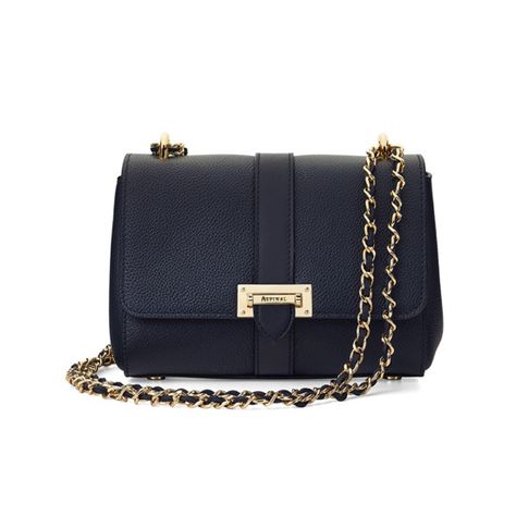 Lottie Bag in Smooth Navy from Aspinal of London London Women, Real Leather Bags, Over The Shoulder Bags, Genuine Leather Purse, Aspinal Of London, Black Pebbles, Ladies Of London, Black Leather Bags, Genuine Leather Bags