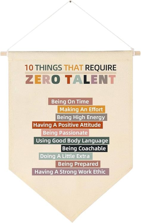 Amazon.com: Cherchezky 10 Things That Require Zero Talent Classroom Decor - Motivational Wall Art - Canvas Banner Decor - Inspirational Wall Decor for Office Boys Room Decor - Positivity Gift for Boys and Girls : Everything Else Zero Talent, Wall Decor For Office, Banner Decor, Canvas Banner, Inspirational Wall Decor, Positive Gift, Motivational Wall, Gift For Boys, Motivational Wall Art